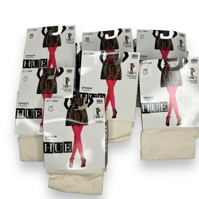 Hue Tights Opaque No Control Top Ivory Womens Size 1 New 7 Pair Stretch